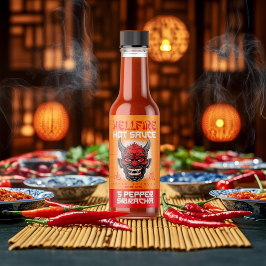 Hellfire 5-Pepper Blend Sriracha Sauce 5oz bottle