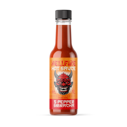 Hellfire 5-Pepper Blend Sriracha Sauce 5oz bottle