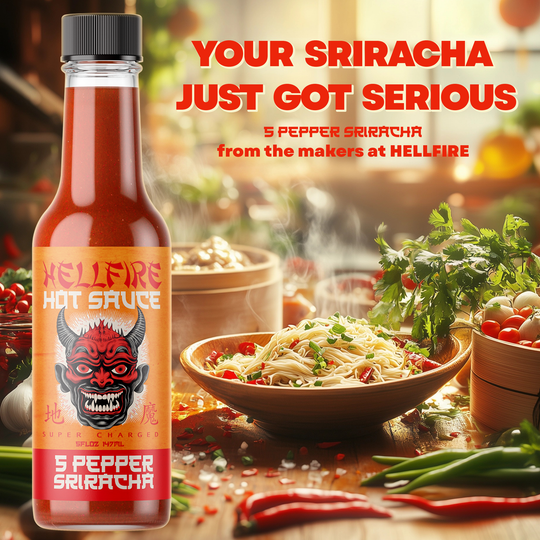 Hellfire 5-Pepper Blend Sriracha Sauce 5oz bottle
