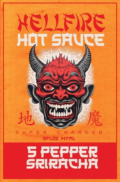 Hellfire 5-Pepper Blend Sriracha Sauce 5oz bottle